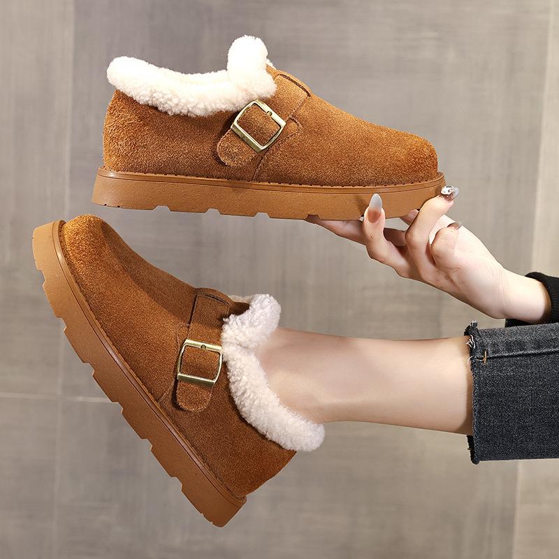 Pantofi de iarnă 2025 Femei Piele de căprioară Cizme de zăpadă Calduroase Pluș Plat Antiderapante Iarnă Rece Modă Dame Cizme de gleznă Negru Galben