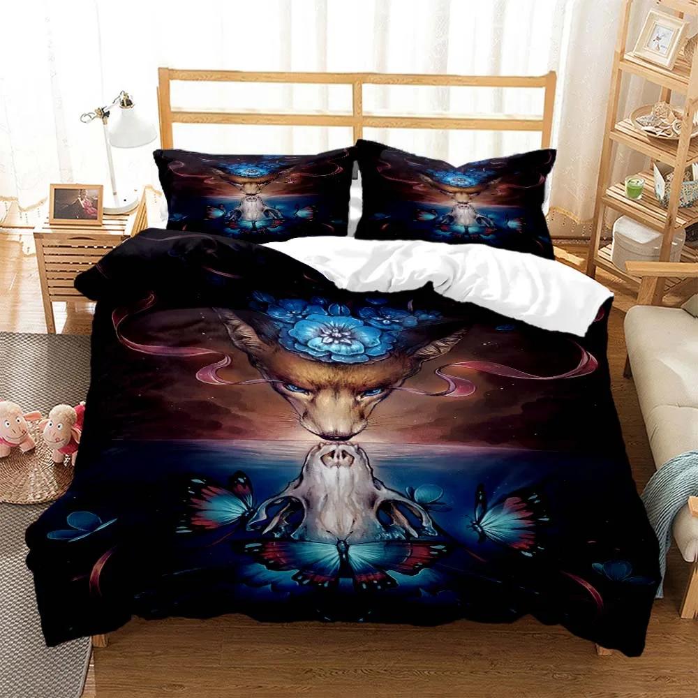 Wolf Digitaldruck Polyester Bettwäschesets Kind Kinder Bezüge Jungen Bettwäscheset für Teenager Bettwäscheset Bettdecke