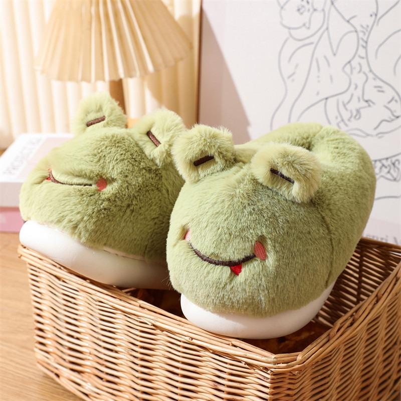 Bag heel cotton shoes winter cartoon slippers female cute indoor home non-slip cotton plush warm slippers winter