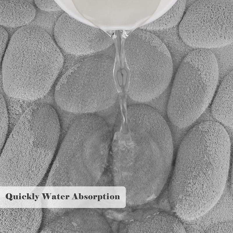 Inyahome Bathroom Rugs Sets 2 Piece Absorbent Contour Bath Rugs for Toilet Non Slip Dry Fast Bathroom Floor Mat U Shape Black