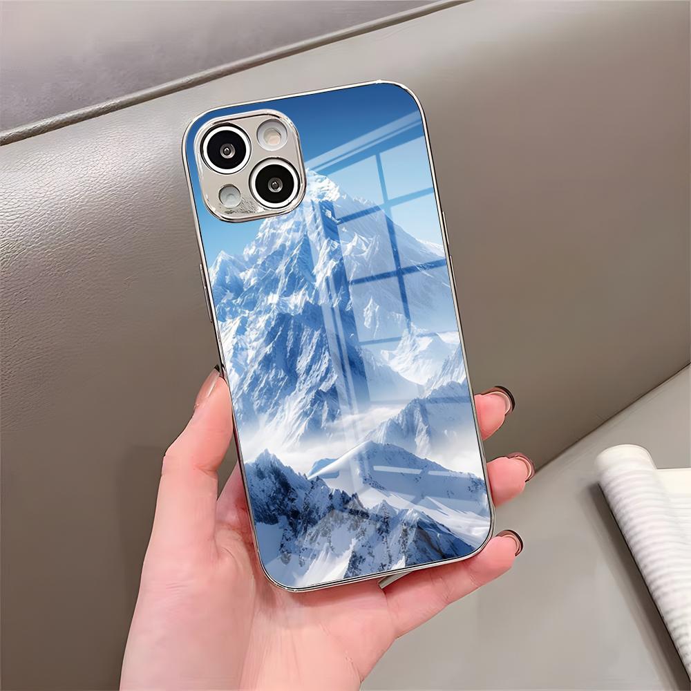 Everest Mountain Phone Case For IPhone 17 Pro Max 15 Pro 16 14 Plus 12 13 Mini 11 Pro Shockproof Electroplated Glass Cover