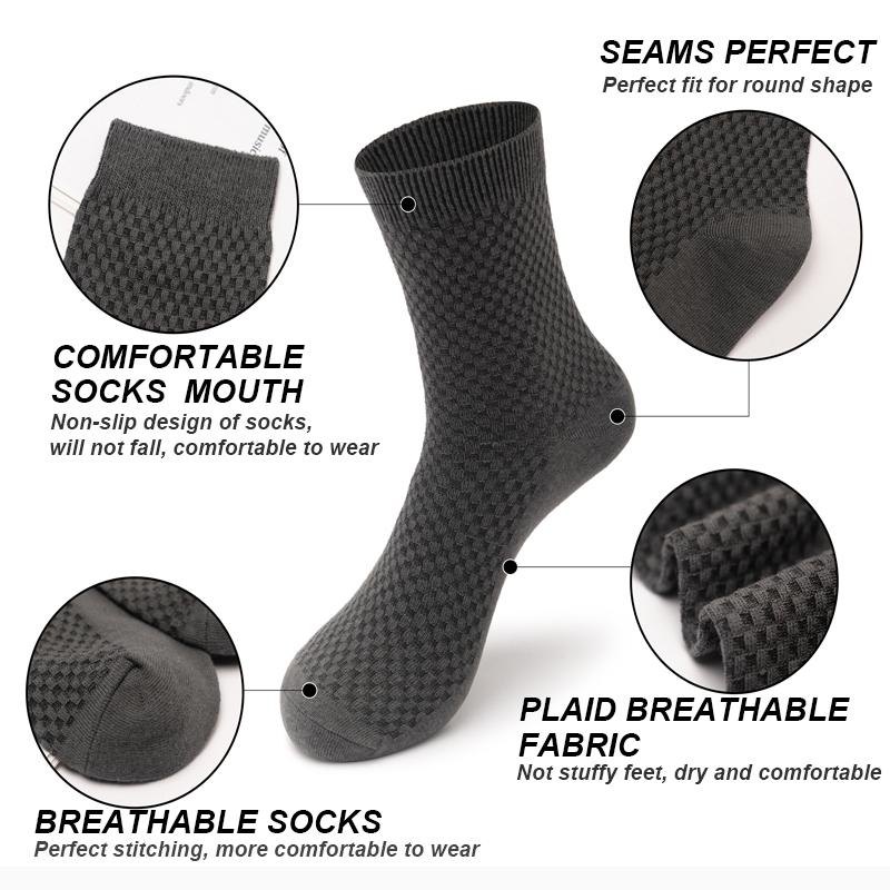 10 Paar Herrensocken aus Bambusfaser, lang, schwarz, Business, weich, atmungsaktiv, neue hochwertige Herbstsocken für Männer, Übergröße EU 38–48