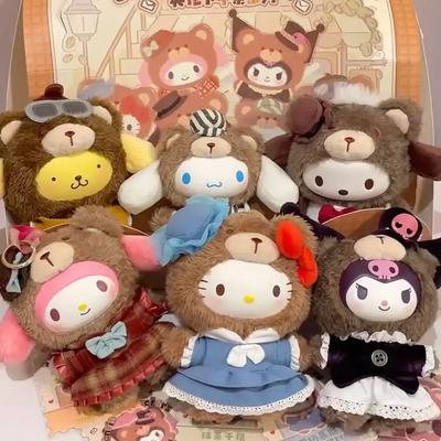 Sanrio Nachmittagstee Serie Niedliche Plüschpuppe Spielzeug Cartoon Rucksack Anhänger Anime Zubehör Hello Kitty/Kuromi Überraschungsbox Geschenk