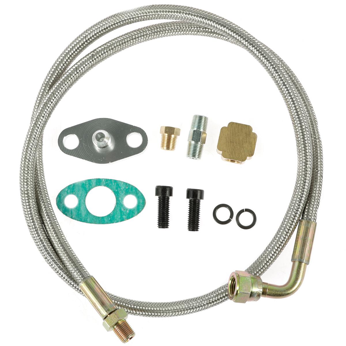 

Комплект линии подачи масла для T3/T4/T60/T70 из нержавеющей стали 90 градусов 41 дюйм Комплект линии подачи масла для автомобиля с резьбой 1/8 NPT автомобильные аксессуары серебряный