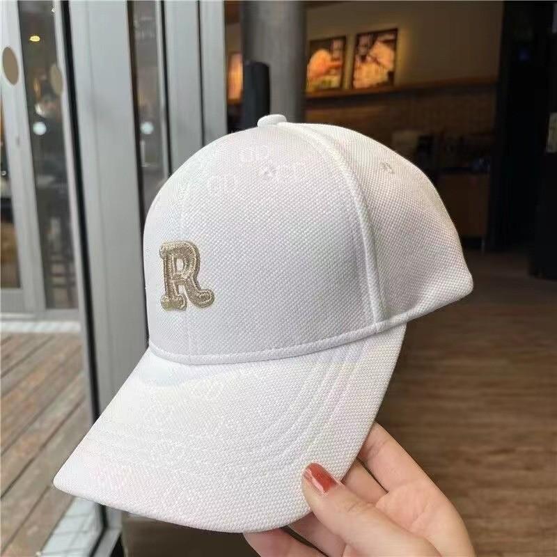 Baseball Cap With Embroidered R Letter For Outdoor Sun Protection Casual Wear
