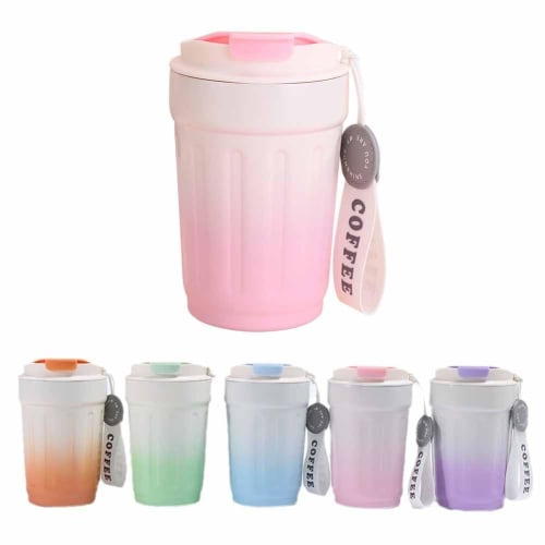 

380ml Tumbler, Coffee Mug, Insulated, Cold or Hot, Gradient Design, 2-Way, with Strap, Stainless Steel Tumbler/Water Bottle, Double-Walled Design with
