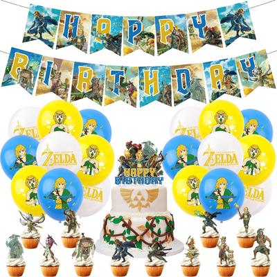 32ks Potřeby pro narozeninovou oslavu Zelda Včetně balónku na topper Banner pro dítě