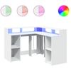 VidaXL Bureau avec lumières LED blanc 130x130x91 cm bois d'ingénierie, bureau d'ordinateur, bureau d'écriture, meuble de 3309447
