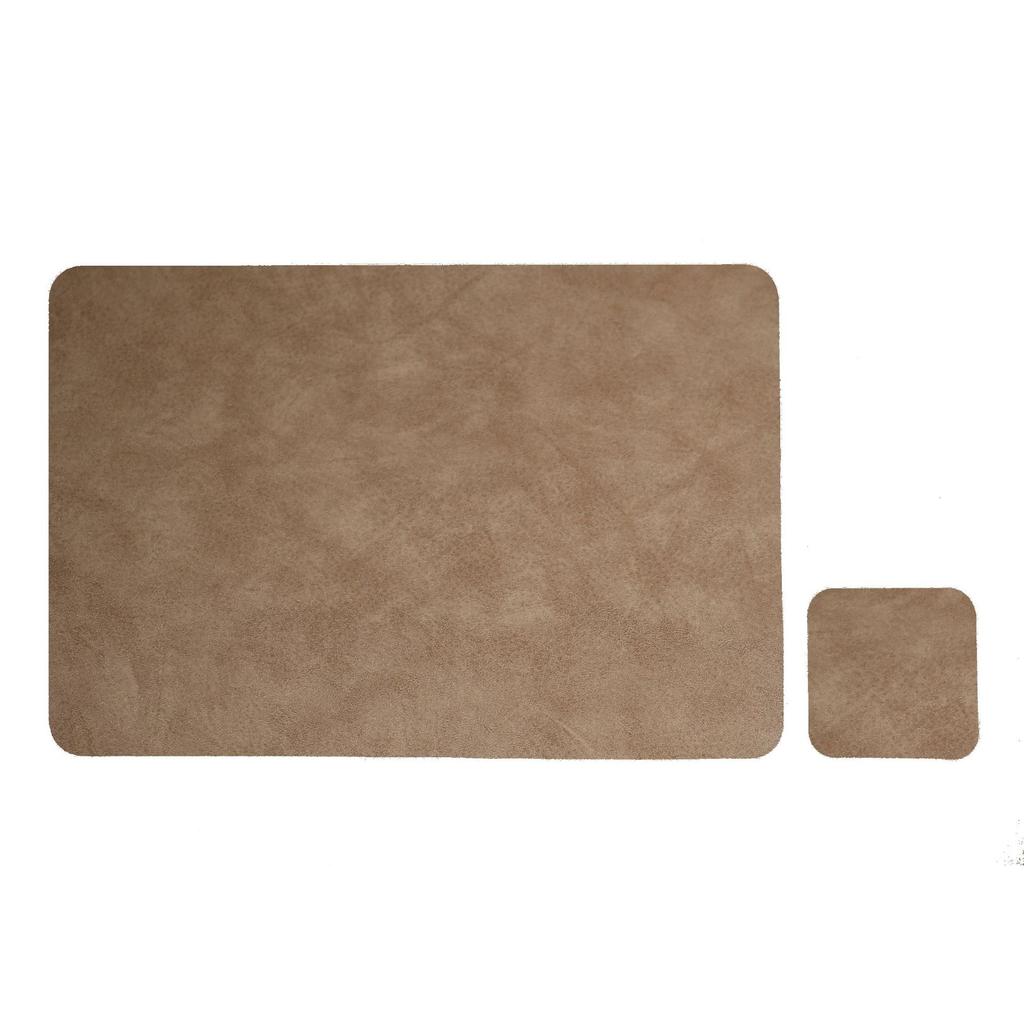1/6/10sets Square Cowhide Pattern Faux Leather Placemats and Coaster Set,Heat Resistant Non-Slip Kitchen Dining PU Table Mats