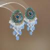 Silver Needle French Court Style Blue Flower Zircon Earrings Light Luxury High-end Stud Earrings Exquisite Niche Earrings
