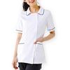 Nursery Women's Open-Collar Piping Jacket, Opaque, Stretch, Medical/Nursing Coat, Size Small, White/Pink, 769112A