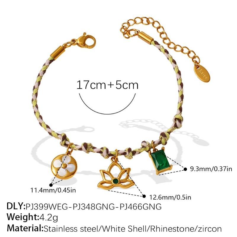 Braided rope diamond jewelry set lotus creative pendant necklace bracelet