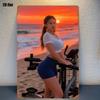 Vintage Sunset Beach Girl Metal Sign Retro Wall Decor For Home Bar Garage 8x12 Inch