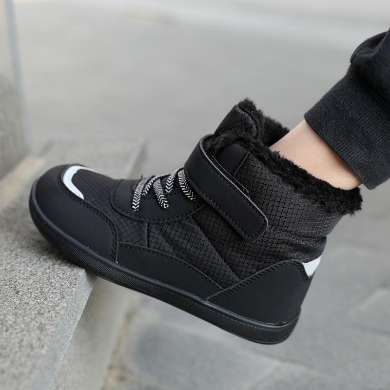 Dětské zimní voděodolné protiskluzové bavlněné sněhule - Hřejivé s plusovým sametem, outdoorový styl barefoot pro chlapce a dívky