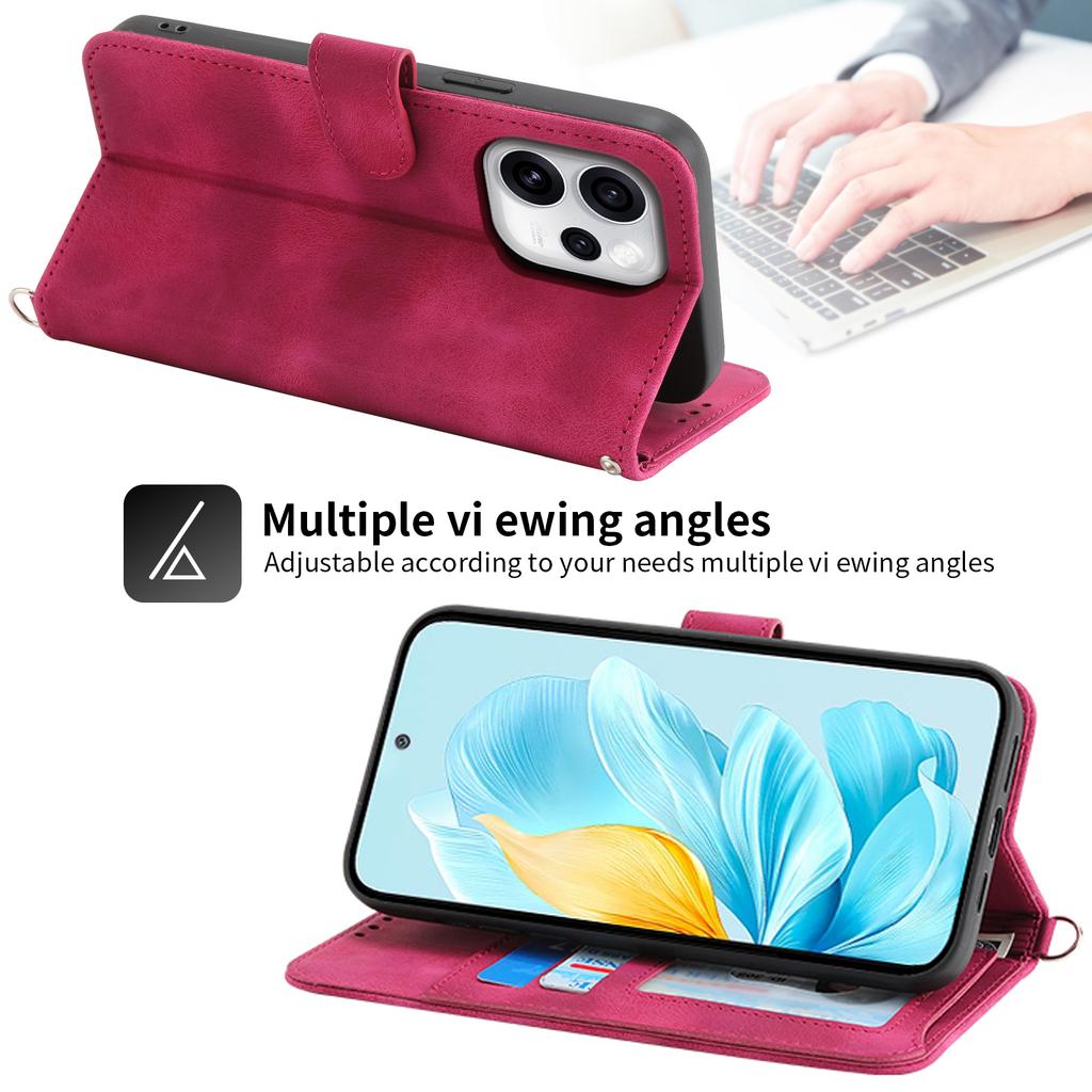 For Oppo Reno15 Pro 5G (Global)/Reno15 5G (China) Case Flower Pattern PU Leather Wallet Phone Cover with Strap