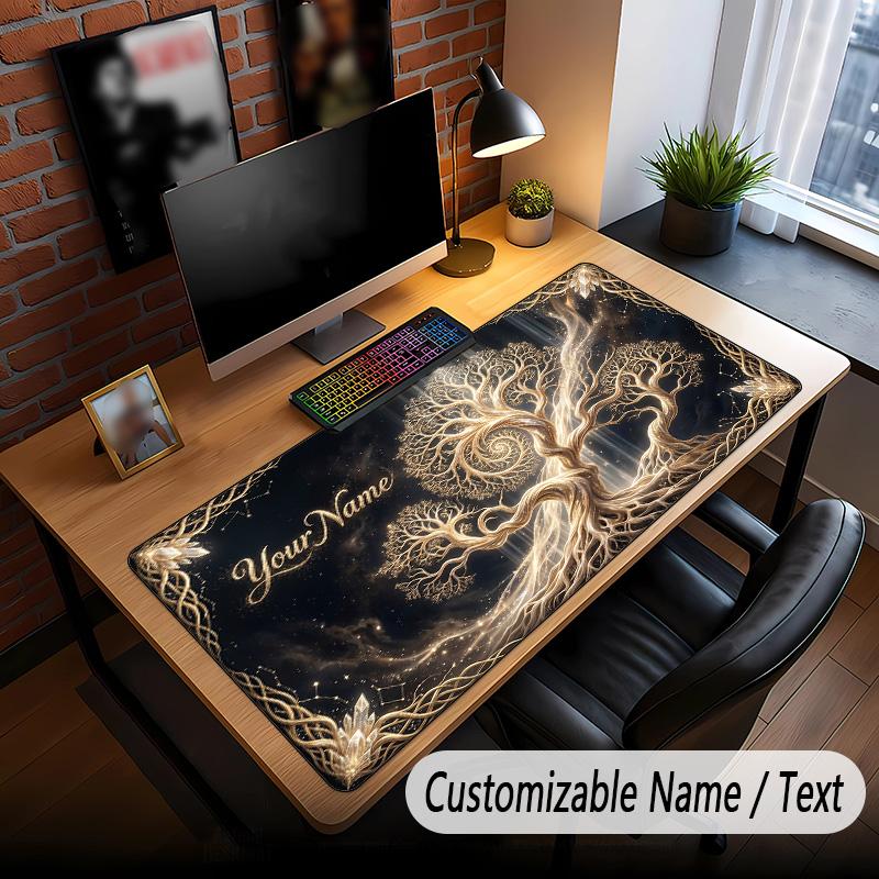 Tree of Life Theme Custom Mouse Pad Personalized With Name Text Customized Desk Mat For Office Home Decor