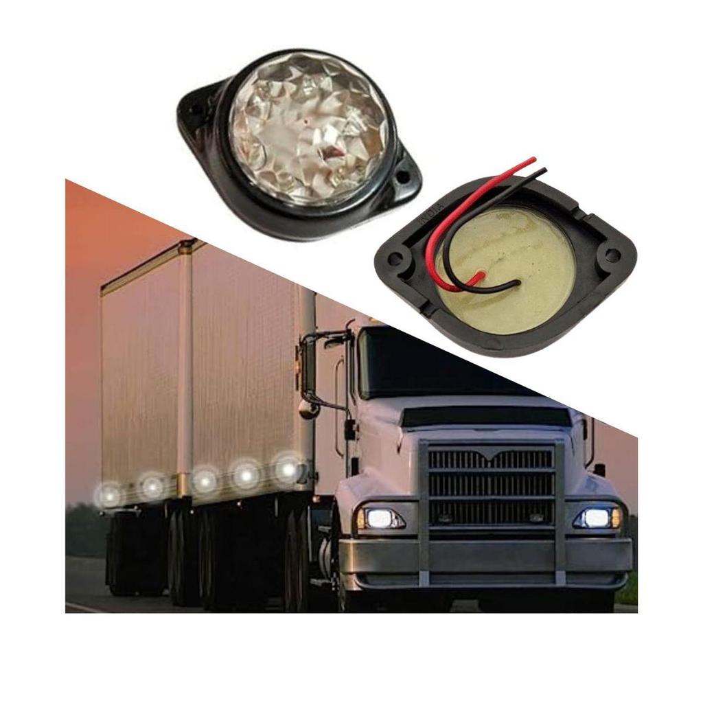 10 Pcs Mount Clear LED Rear Side Marker Light Trucks, Traile,Cab Marker, RV Marker,Marine