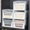 5PCS Large Foldable Plastic Clothes Organizer Storage Baskets In Closet Stackable Clothes Standing Rack Men Pants Jeans Storage