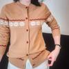 Zuose Women's Snowflake Pattern Crew Neck Knit Cardigan