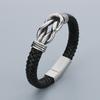 Bracciale Classico in Acciaio Inossidabile e Pelle di Mucca per Uomo Fascino Teschio Guanti Manette Nodo Bracciale con Charms Acciaio Inossidabile Gioielli per Festa Biker