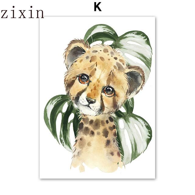 Niedlicher Löwe, Giraffe, Zebra, Gepard, Dschungeltiere, Wandkunst, Leinwand, nordische Poster, Malerei und Drucke, Wandbilder, Kinderzimmer-Dekoration