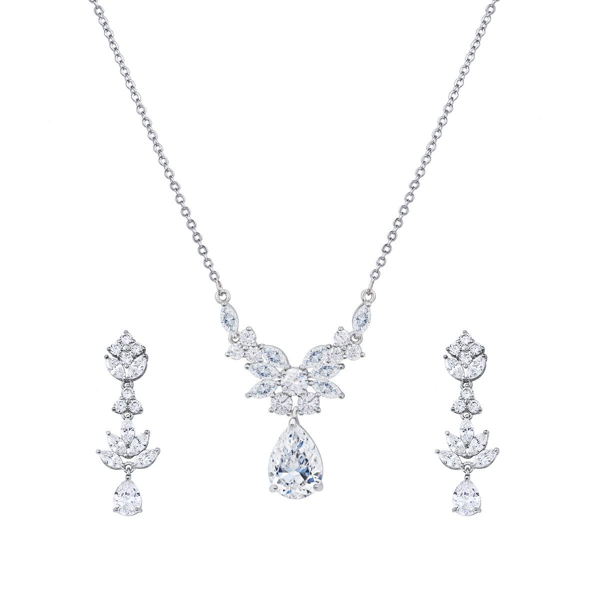 

New Japanese & Korean Zircon Necklace & Earrings Set for Brides & Bridesmaids