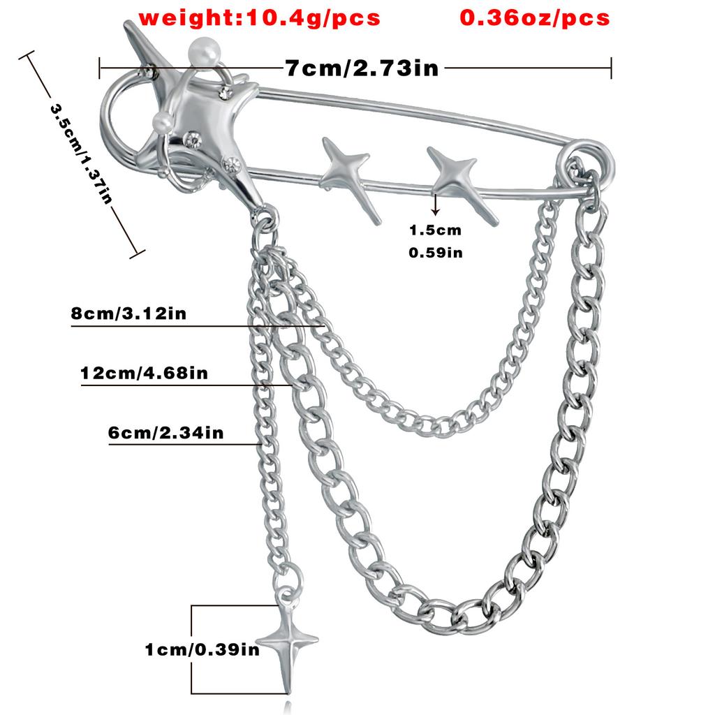 Fashion Creative Pins Tassel Personality Commuter 1pc Elegant Festival Gifts Women Star And Crescent Fashion Clothing Pendants Accessories Brooches
