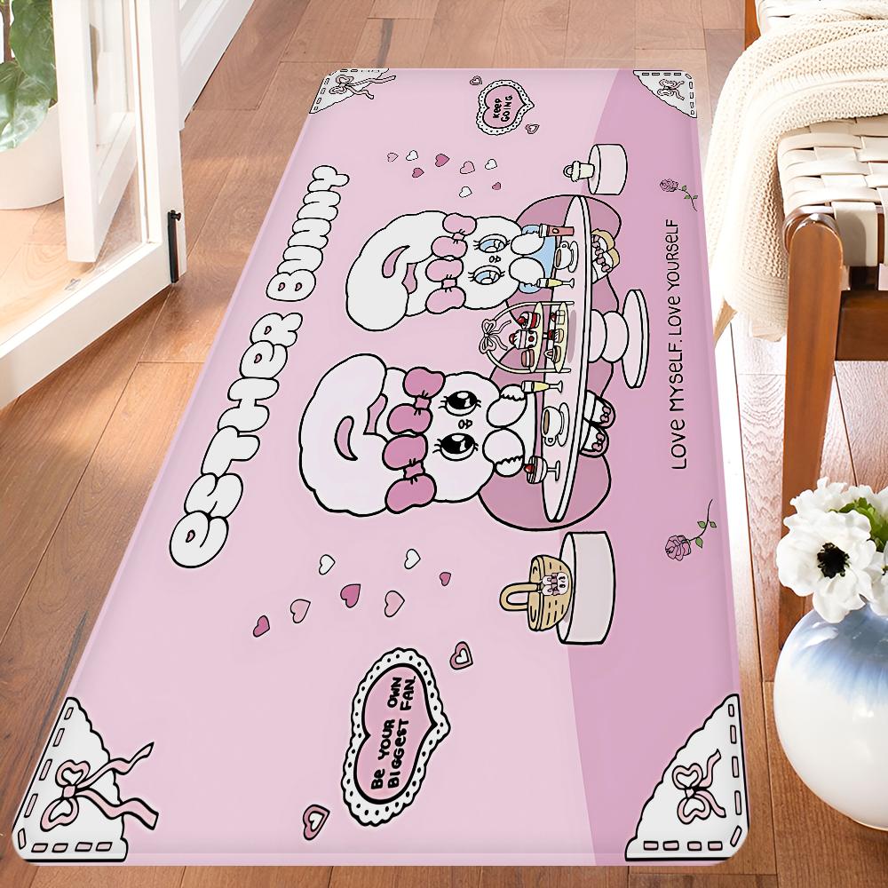 Esther Bunny Long Game Hallway Carpet INS Style Soft Bedroom Floor House Laundry Room Mat Anti-skid Bedside Area Rugs