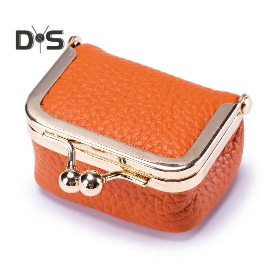 Кошелек для монет маленькая сумка для украшений искусственная кожа золотая застежка-клипса серьги кольца ожерелье органайзер ретро-компактный футляр для украшений оранжевый 1220₽