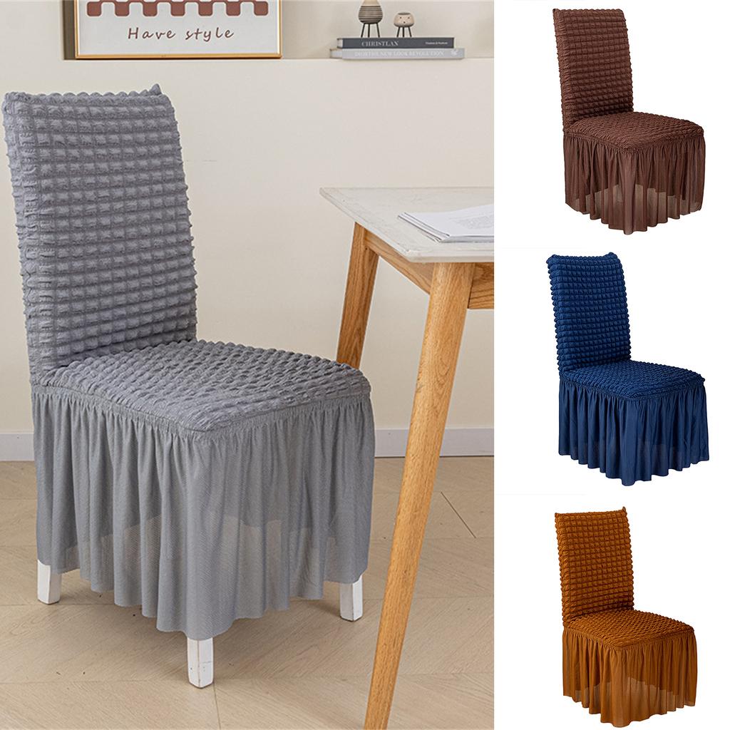 3D Seersuckers Chair Cover for Dining Room Banquet Chair Skirt Stretch Slipcover Elastic Wedding Party Chair Decoration