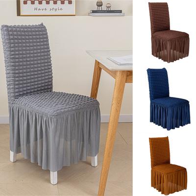 Solid Stretch Dining Chair Cover Seersuckers Chair Protector Cover Slipcover Banquet Chair Skirt Wedding Party Decor