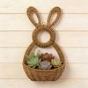 Hanging Wall Pocket Handwoven Wicker Easter Bunny Basket Rustic Charm Unlined Basket Flowers Eggs Gifts Indoor Outdoor Seasonal Decor