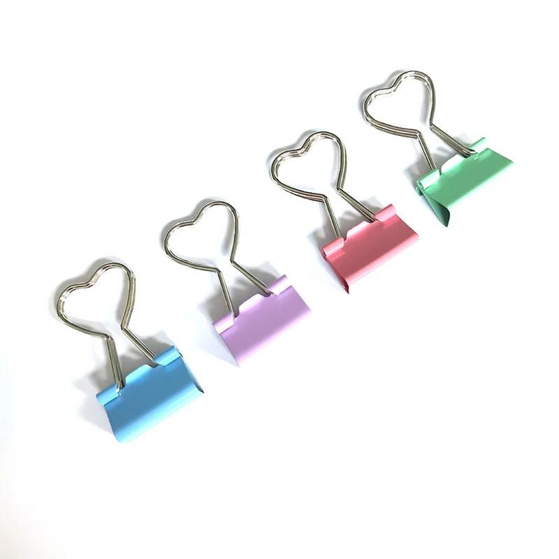Creative Pink Clip Heart Hollow Out Metal Binder Clips Notes Letter Paper Clip Office Supplie