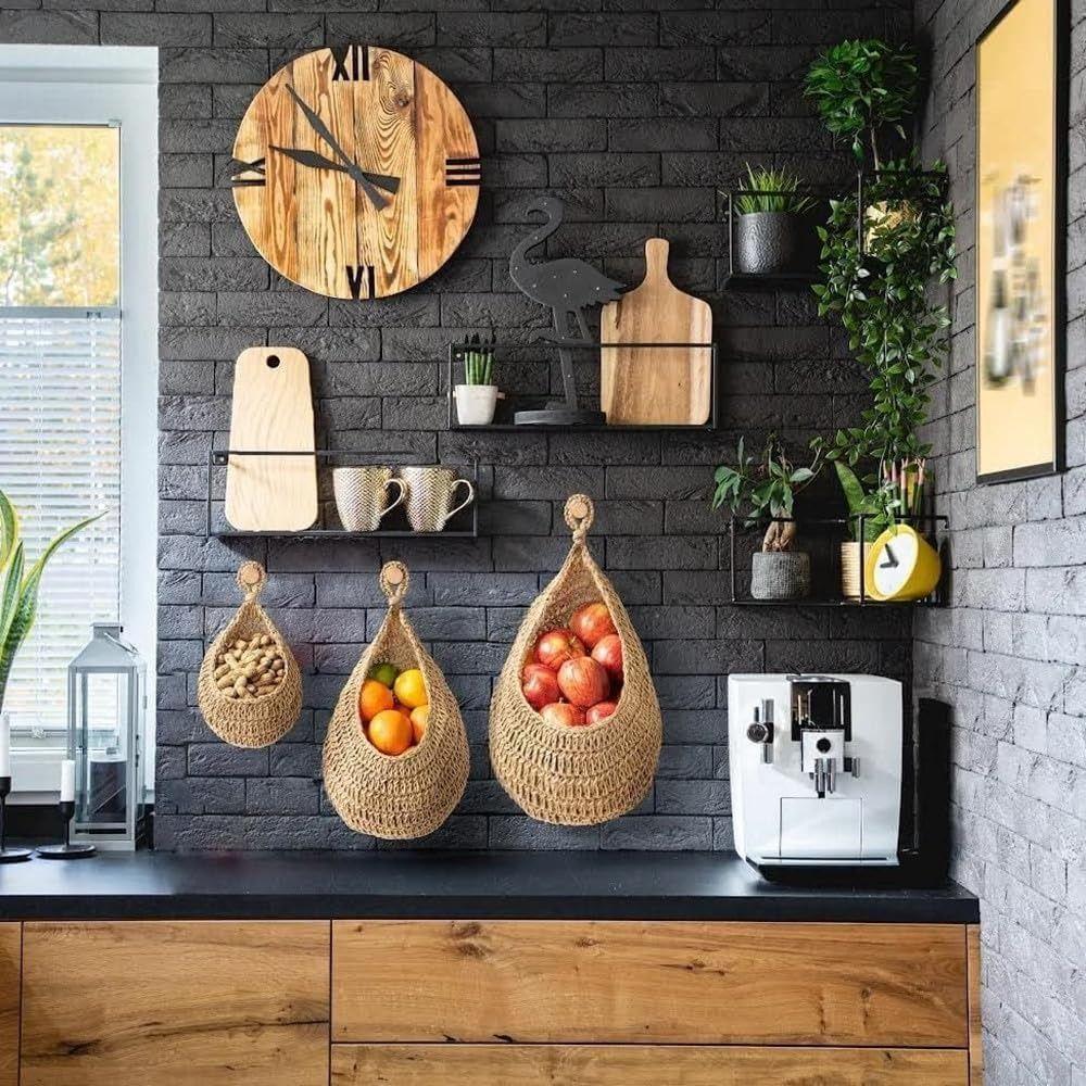 Cotton Rope Kitchen Storage Organizer Breathable Boho Onion Container Hanging Net Pocket  Potato