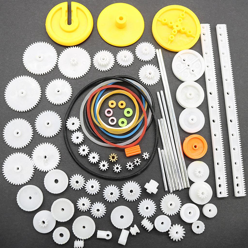 82Pcs Plastic Gear Package Kits DIY Gear Assortment Accessories for Toy Motor Car Robot Various Gear Axles Belt Bushings