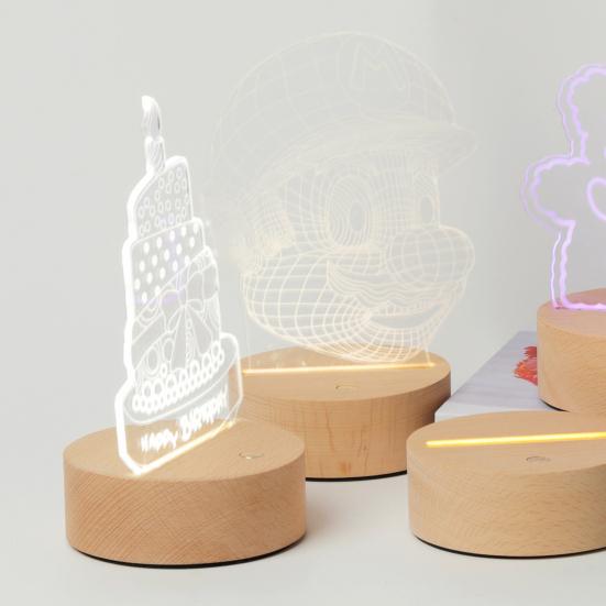 

Светящаяся основа, деревянная светодиодная подставка для лампы, прочная элегантная стеклянная художественная подставка для украшения дома