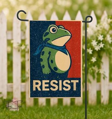 Portland Frog Protest Garden Ag, Resist Frog ICE Garden Ag JJE DDI GGX