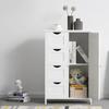 VASAGLE Bathroom Floor Storage Cabinet, Wooden Storage Unit with 4 Drawers, Single Door, Adjustable Shelf, for Living Room, Kitchen, Entryway, White