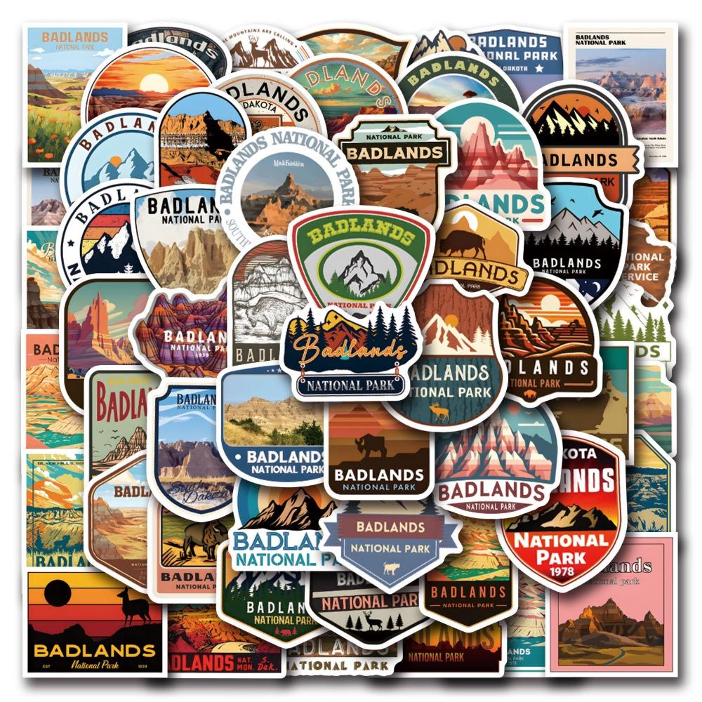 55 Stück Badlands Nationalpark Kreative Graffiti Aufkleber Koffer Trinkbecher Schreibwaren Laptop Kühlschrank Dekoration DIY Aufkleber