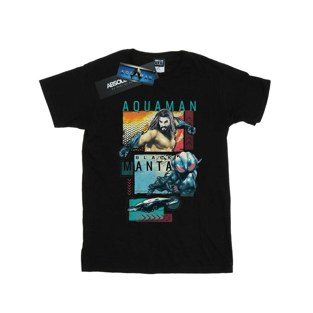 DC Comics Womens/Ladies Aquaman Character Tiles Cotton Boyfriend T-Shirt