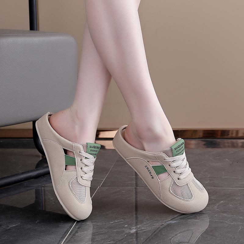 

2025 лето новые дышащие полые сетчатые туфли женские повседневные туфли универсальные на плоской подошве с закрытым носком крутые тапочки сетчатые туфли K3907 40