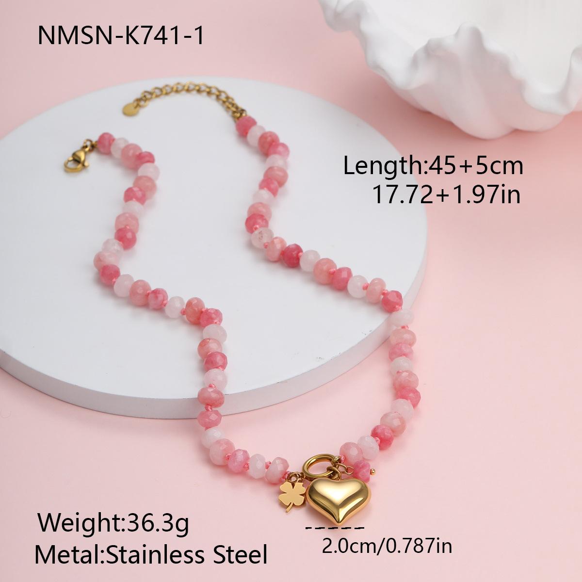 GEMCHIC Women s Minimalist Stainless Steel 18K Gold Plated Natural Stone Necklace Set with Bracelet