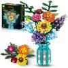 Flowers Bouquet Toys Building Blocks Set with Vase,Hydrangea, Artificial Plants for Adults, Teen Girls, Home, Office Decor- 1853pcs