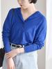 Caranciel Henley Neck Knit Hand One Size Women's Silk-Blend Pullover, Washable, Blue, 616000002,
