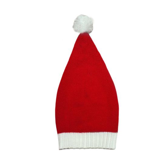 Santa Hat for Adults Kids Soft Knitted Christmas Hat Classic Red Parent-Child Skull Cap with Pompom for Xmas New Year Party Supplies