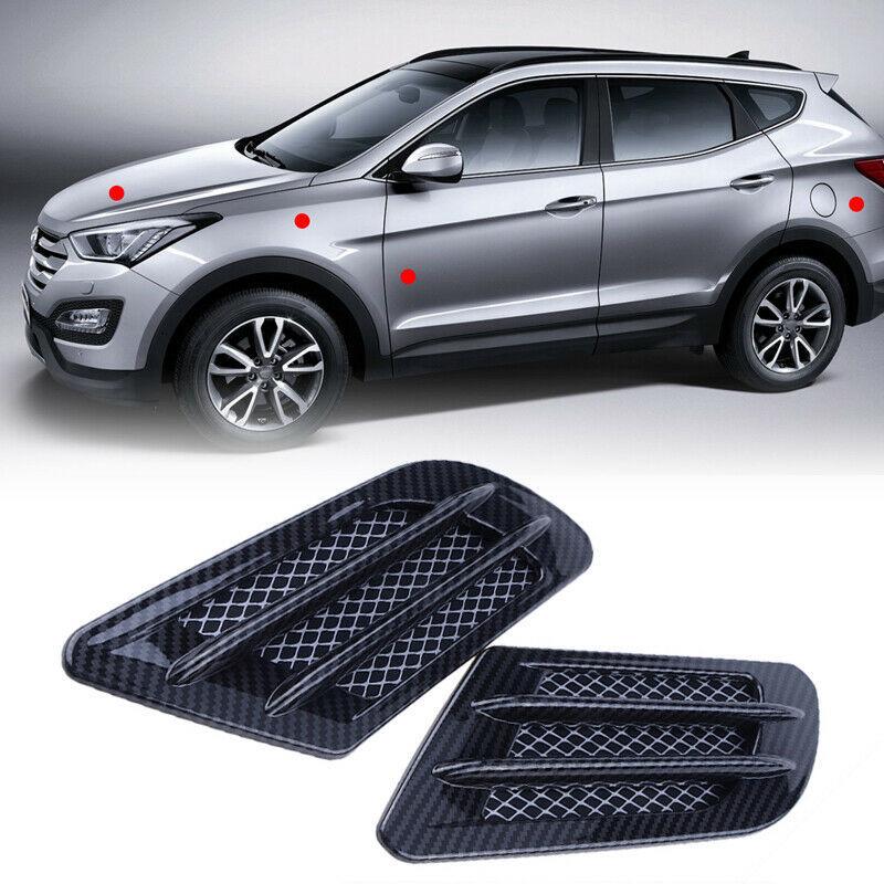 Car Side Air Flow Vent Hole Cover Fender Intake Grille Duct Decor Sticker Black