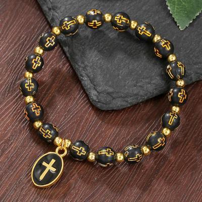 Trendiges Kreuzanhänger Perlen-Partnerarmband