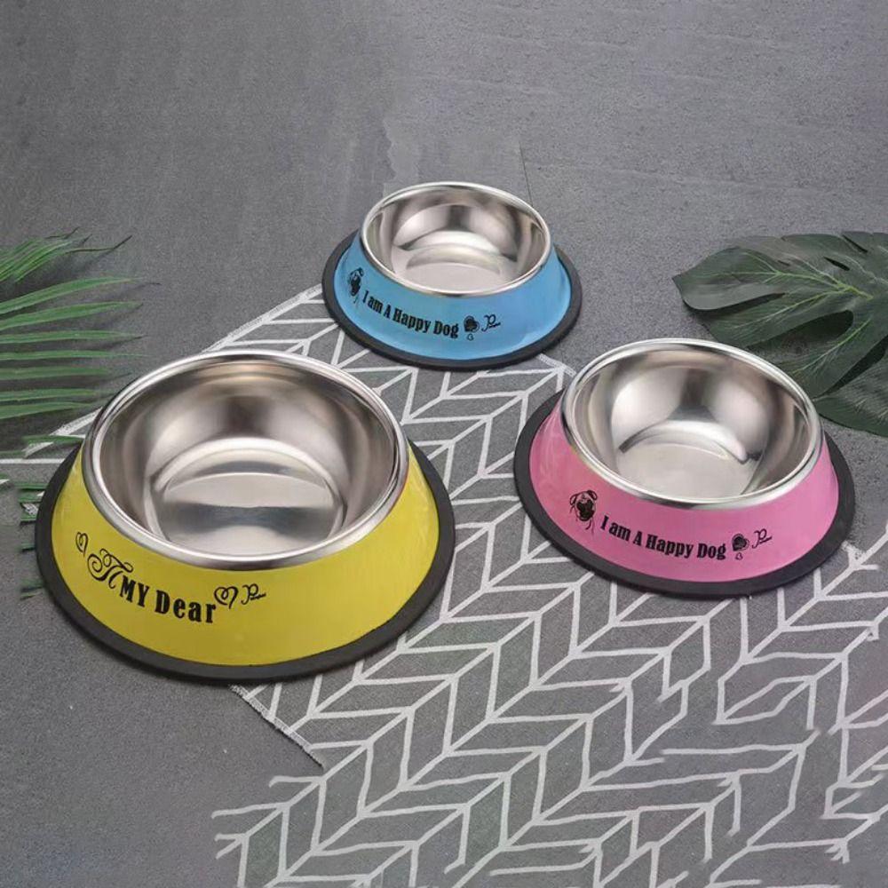 Anti-fall Stainless Steel Dog Bowls Non-slip Cat Puppy Feeder Dog Anti-Gulping Slow Feeder  Home