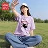 Damen Kurzarm-T-Shirt aus reiner Baumwolle, lockere Passform