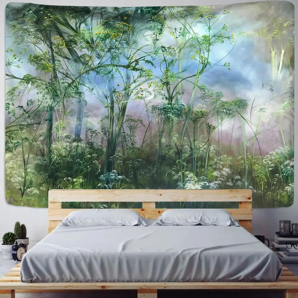 Nordic Ins Home Living Room Bedroom Fabric Hanging Painting Background Decoration Tropical Plant Print Tapestry Wall Hanging